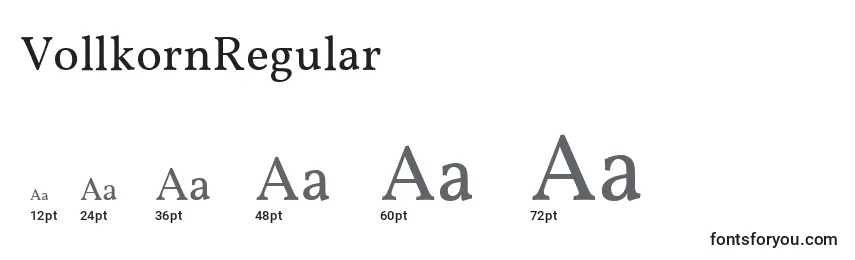 Размеры шрифта VollkornRegular
