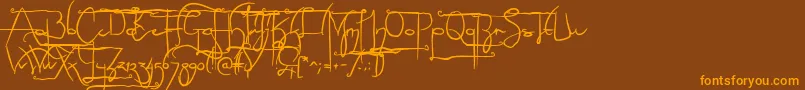 NoLicenseSculptorshandAlternatives Font – Orange Fonts on Brown Background