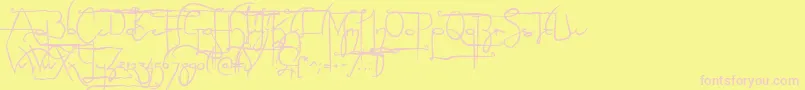 NoLicenseSculptorshandAlternatives-Schriftart – Rosa Schriften auf gelbem Hintergrund