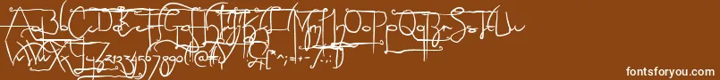 NoLicenseSculptorshandAlternatives-fontti – valkoiset fontit ruskealla taustalla