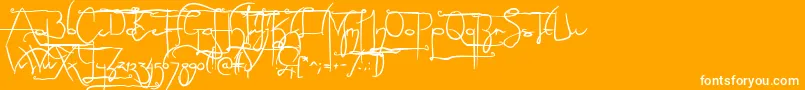 NoLicenseSculptorshandAlternatives-Schriftart – Weiße Schriften auf orangefarbenem Hintergrund