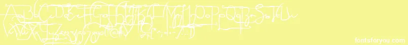 NoLicenseSculptorshandAlternatives-Schriftart – Weiße Schriften auf gelbem Hintergrund