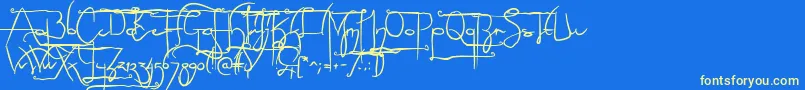 NoLicenseSculptorshandAlternatives Font – Yellow Fonts on Blue Background