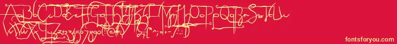 NoLicenseSculptorshandAlternatives-Schriftart – Gelbe Schriften auf rotem Hintergrund