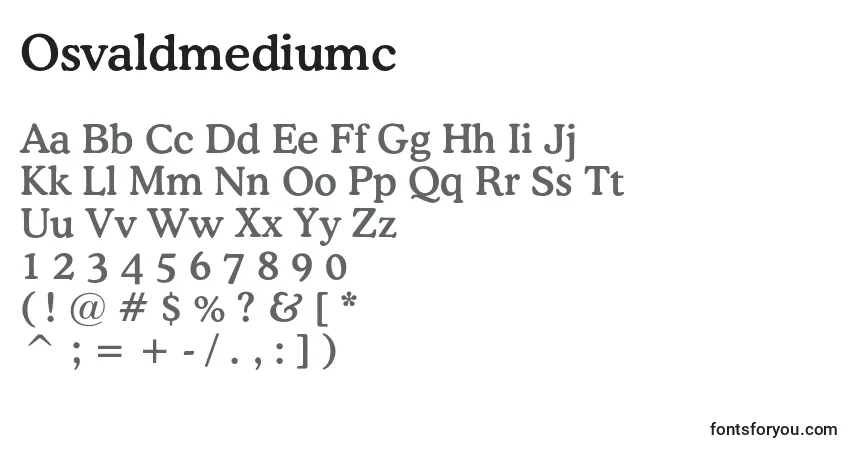 Czcionka Osvaldmediumc – alfabet, cyfry, specjalne znaki
