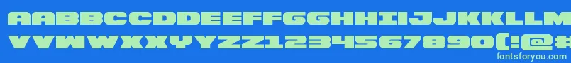 Bummerexpand-Schriftart – Grüne Schriften auf blauem Hintergrund