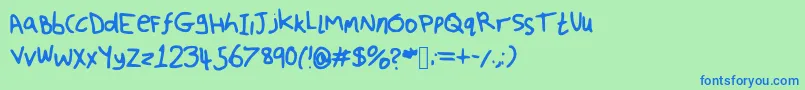 フォントFuzzyFont – 青い文字は緑の背景です。