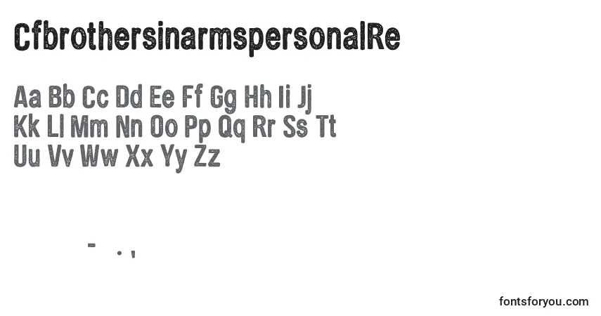 Czcionka CfbrothersinarmspersonalRe – alfabet, cyfry, specjalne znaki