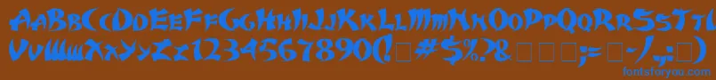 フォントKarateMedium – 茶色の背景に青い文字