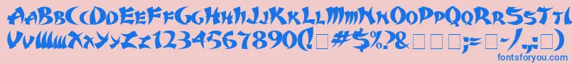 KarateMedium-Schriftart – Blaue Schriften auf rosa Hintergrund