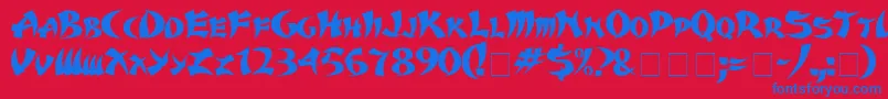 フォントKarateMedium – 赤い背景に青い文字