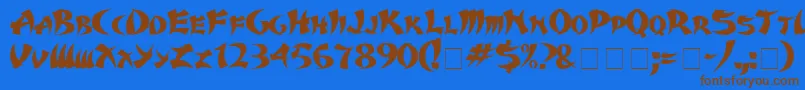 Czcionka KarateMedium – brązowe czcionki na niebieskim tle