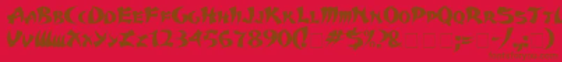 KarateMedium-fontti – ruskeat fontit punaisella taustalla
