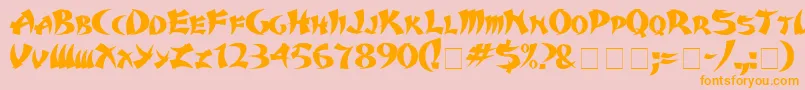 Czcionka KarateMedium – pomarańczowe czcionki na różowym tle