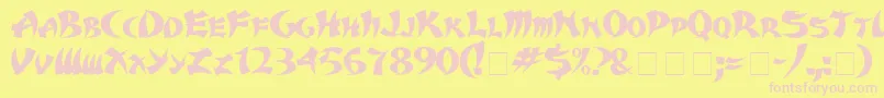 フォントKarateMedium – ピンクのフォント、黄色の背景