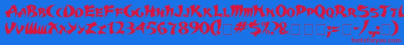 KarateMedium-Schriftart – Rote Schriften auf blauem Hintergrund