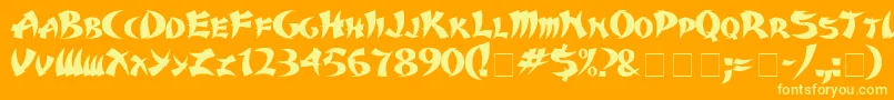 フォントKarateMedium – オレンジの背景に黄色の文字