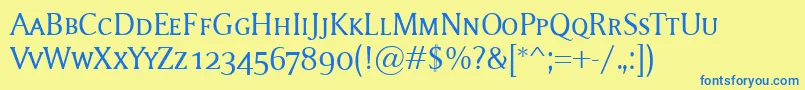 フォントMementoSmallcaps – 青い文字が黄色の背景にあります。