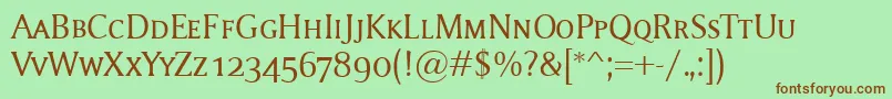 Fonte MementoSmallcaps – fontes marrons em um fundo verde
