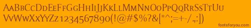 Fonte MementoSmallcaps – fontes marrons em um fundo laranja