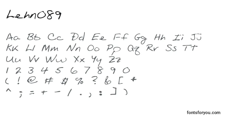 Czcionka Lehn089 – alfabet, cyfry, specjalne znaki