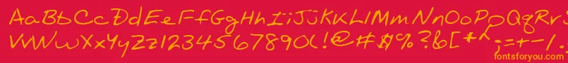 Lehn089 Font – Orange Fonts on Red Background