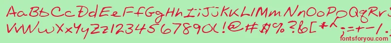 Lehn089-Schriftart – Rote Schriften auf grünem Hintergrund