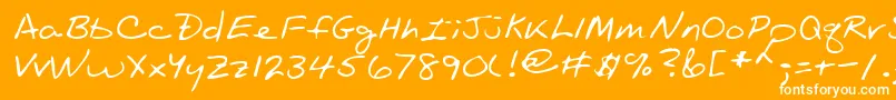 Lehn089-Schriftart – Weiße Schriften auf orangefarbenem Hintergrund