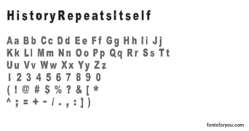 Шрифт HistoryRepeatsItself – алфавит, цифры, специальные символы