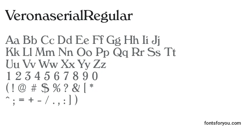 Шрифт VeronaserialRegular – алфавит, цифры, специальные символы