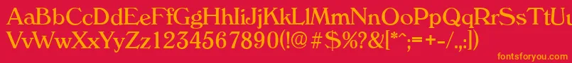 フォントVeronaserialRegular – 赤い背景にオレンジの文字