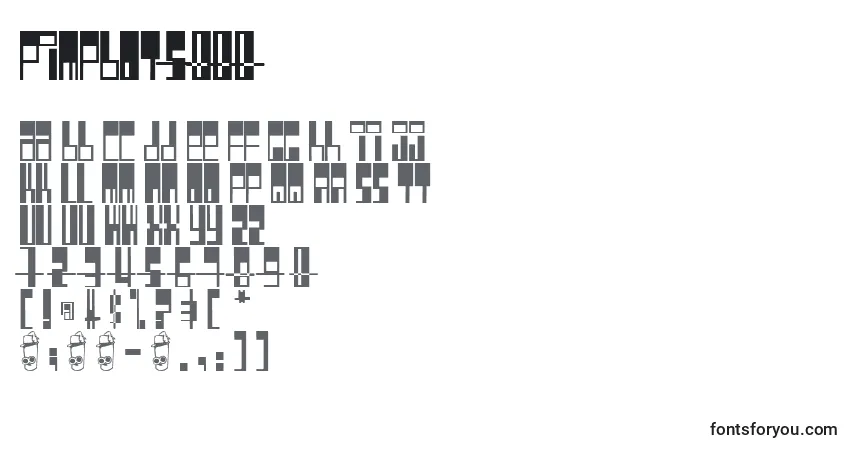 A fonte Pimpbot5000 – alfabeto, números, caracteres especiais