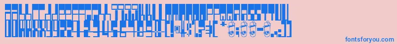 Pimpbot5000-Schriftart – Blaue Schriften auf rosa Hintergrund