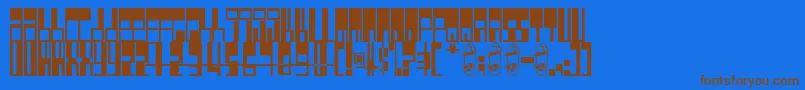 フォントPimpbot5000 – 茶色の文字が青い背景にあります。