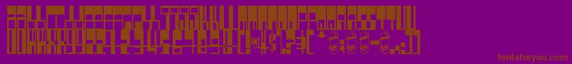 Pimpbot5000-Schriftart – Braune Schriften auf violettem Hintergrund