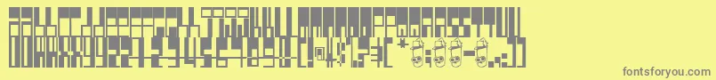 Pimpbot5000-Schriftart – Graue Schriften auf gelbem Hintergrund