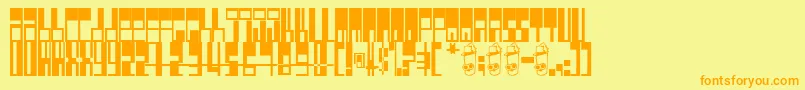 Pimpbot5000-fontti – oranssit fontit keltaisella taustalla