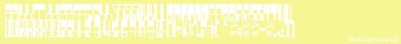 Pimpbot5000-Schriftart – Weiße Schriften auf gelbem Hintergrund