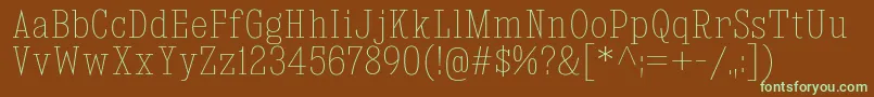 KingsbridgeCdUl-fontti – vihreät fontit ruskealla taustalla