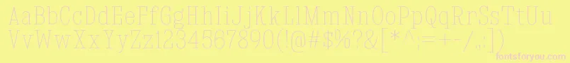 KingsbridgeCdUl-fontti – vaaleanpunaiset fontit keltaisella taustalla
