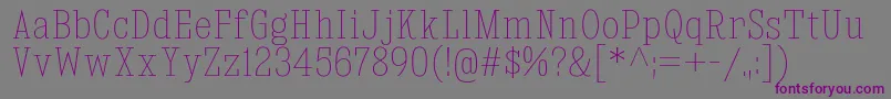 フォントKingsbridgeCdUl – 紫色のフォント、灰色の背景