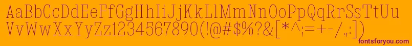 KingsbridgeCdUl-Schriftart – Violette Schriften auf orangefarbenem Hintergrund
