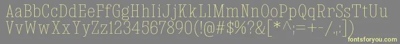 KingsbridgeCdUl-fontti – keltaiset fontit harmaalla taustalla