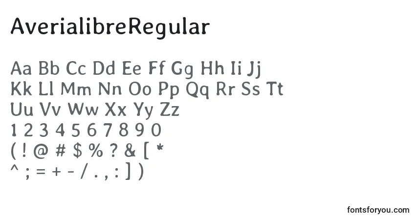 Czcionka AverialibreRegular – alfabet, cyfry, specjalne znaki