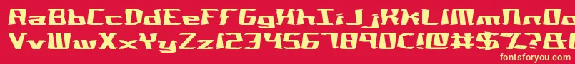 NotQuiteRightBrk-Schriftart – Gelbe Schriften auf rotem Hintergrund
