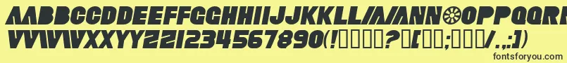 Fonte SfFortuneWheelItalic – fontes pretas em um fundo amarelo