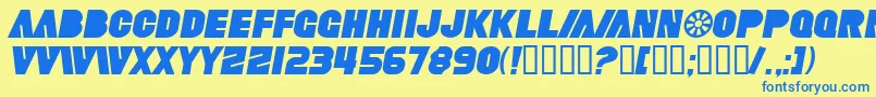 SfFortuneWheelItalic Font – Blue Fonts on Yellow Background