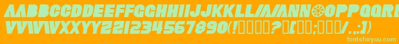 SfFortuneWheelItalic Font – Green Fonts on Orange Background