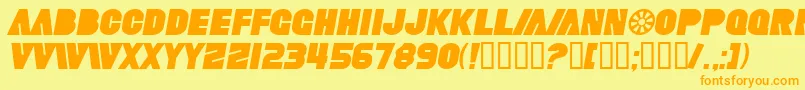 SfFortuneWheelItalic Font – Orange Fonts on Yellow Background