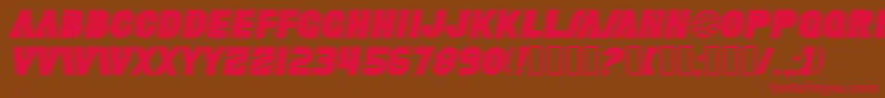フォントSfFortuneWheelItalic – 赤い文字が茶色の背景にあります。